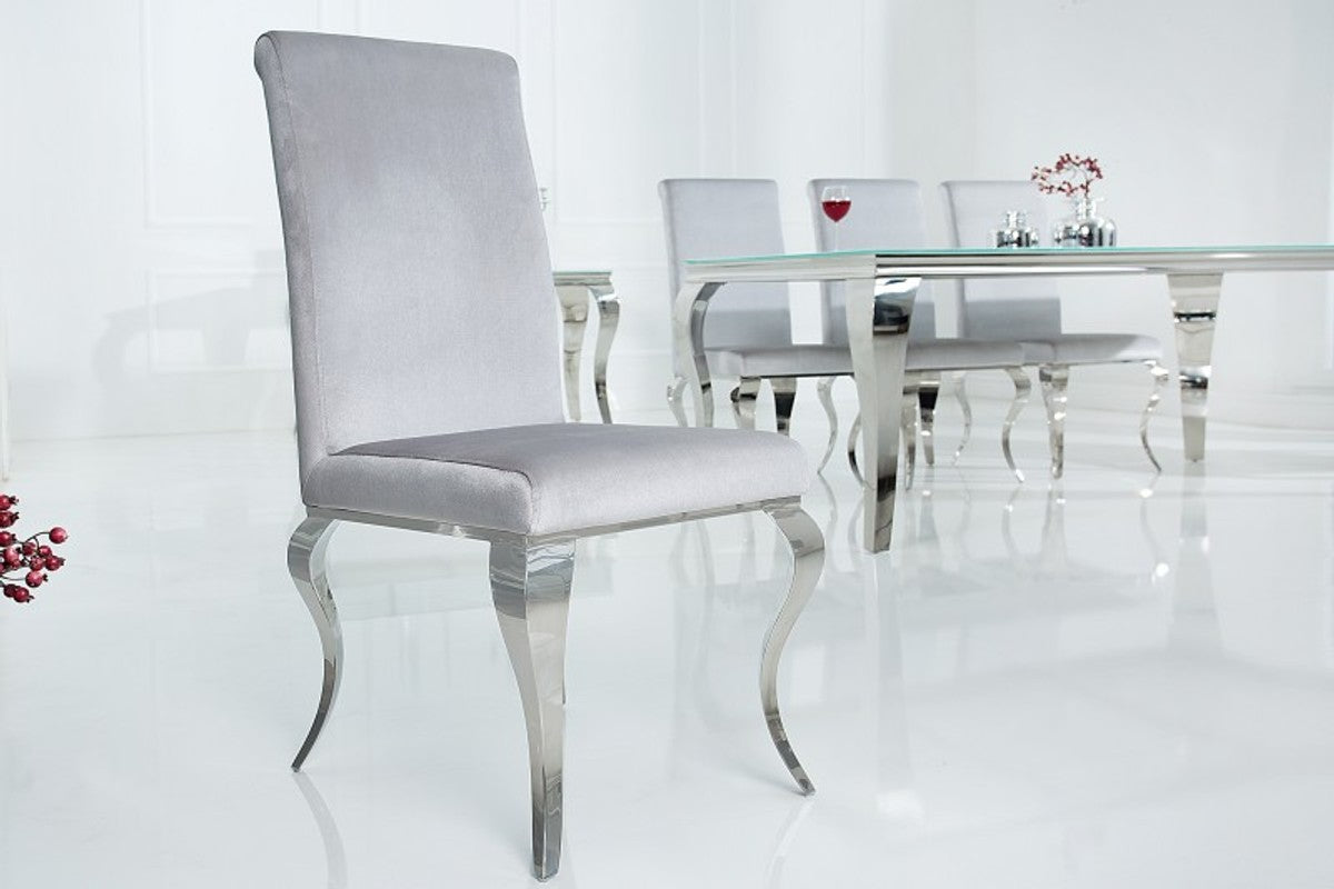 Esszimmer Stuhl Silbergrau / Silber - Designer Stuhl - Modern Barock
