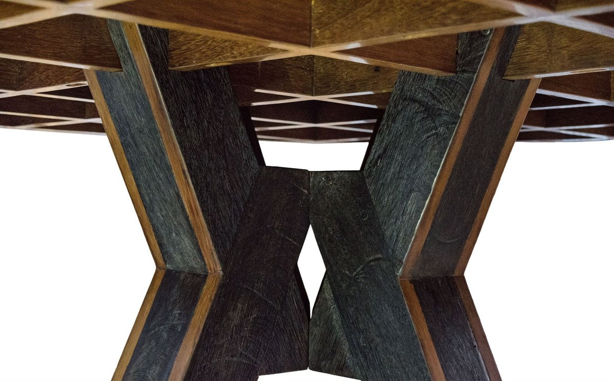 Esstisch Dunkelbraun / Schwarz Ø 150 x H. 77 cm - Luxus Esszimmermöbel