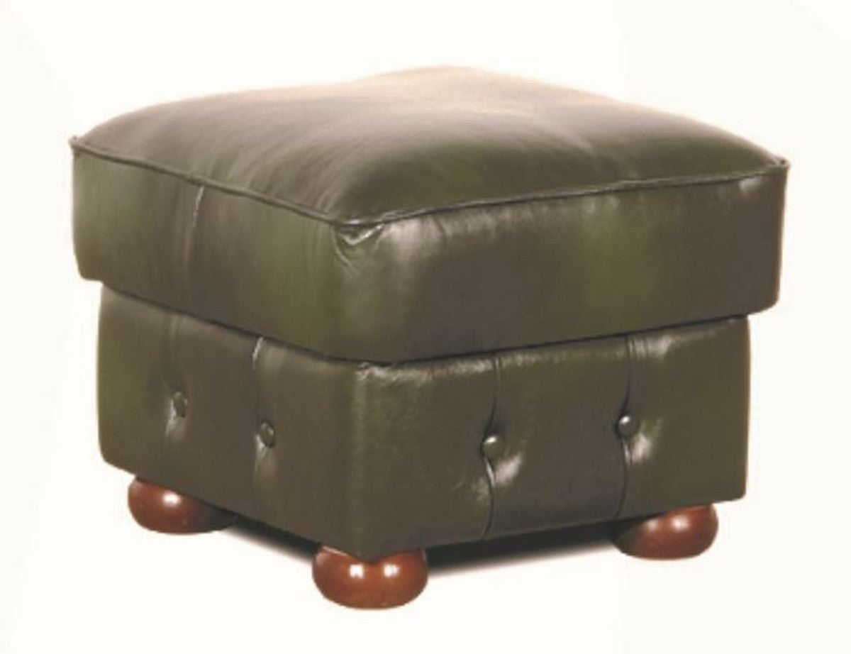Chesterfield Echtleder Hocker Dunkelgrün 50 x 50 x H. 54 cm - Wohnzimmermöbel