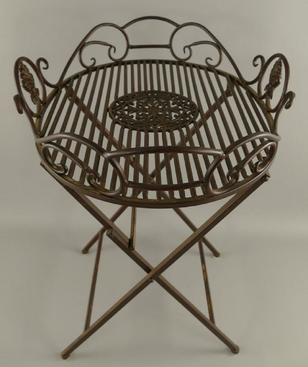 Jugendstil Garten Beistelltisch Rost 63 x 48 x H. 70 cm - Klappbarer Garten Metall Tisch - Barock & Jugendstil Garten Möbel