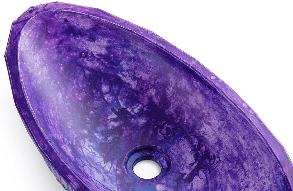 Luxus Waschbecken Schale Lila / Blau 60,9 x 29,7 x H. 11,9 cm - Handgefertigtes Beton Waschbecken - Badezimmer Accessoires - Luxus Badezimmer Zubehör