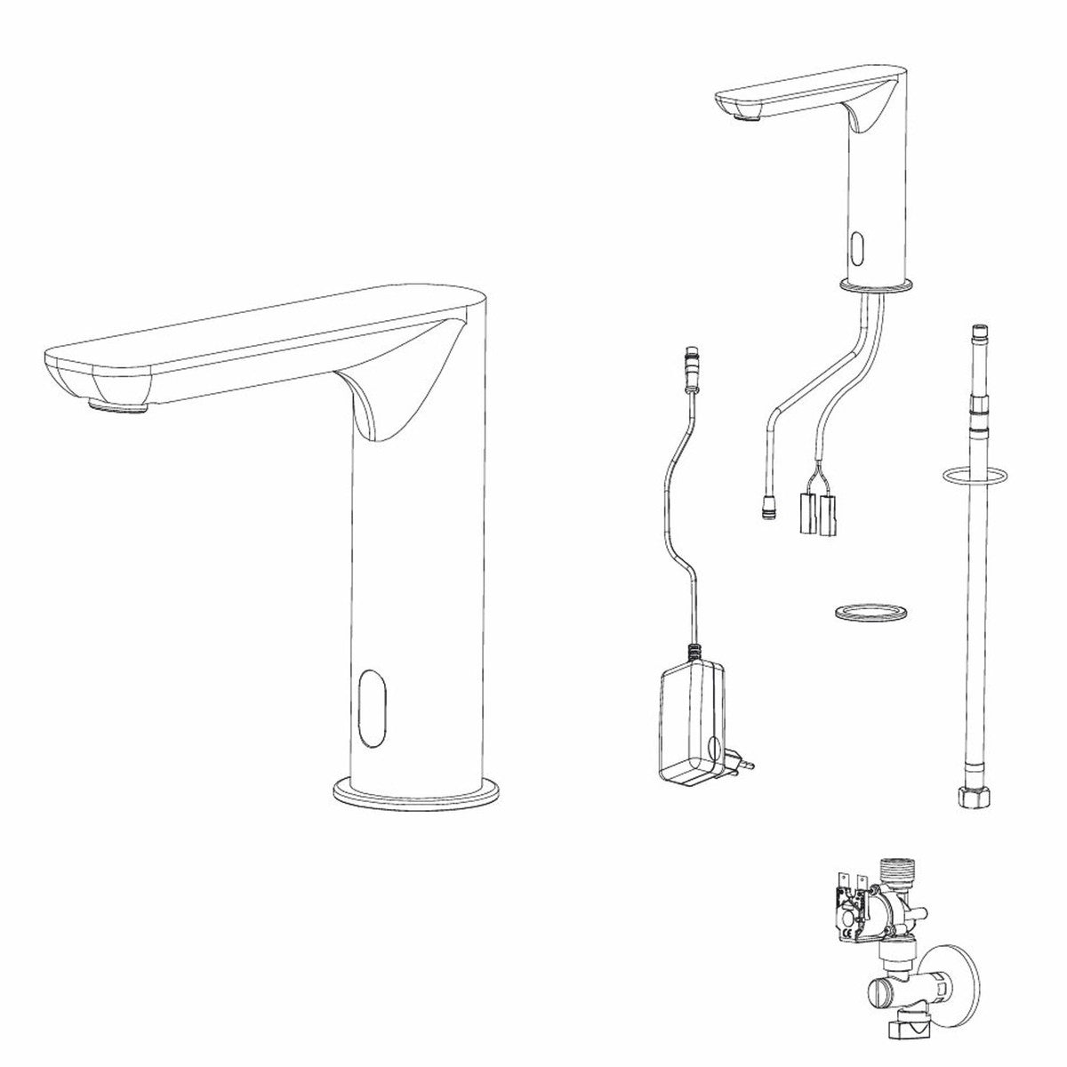 Luxus Waschtisch Armatur Silber H. 15,3 cm - Elektrisch mit Sensor