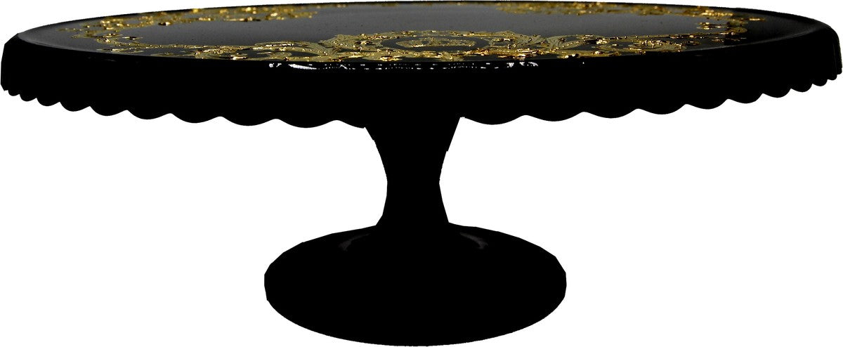 Pompöös by Luxus Tortenplatte mit 24 Karat Vergoldung Schwarz / Gold Ø 32 x H. 11,5 cm - Pompööser Kuchenteller designed by Harald Glööckler