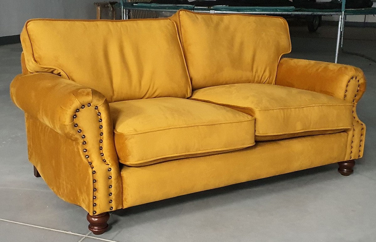 Luxus Wohnzimmer Samt Sofa Gelb 175 cm - Luxus Möbel