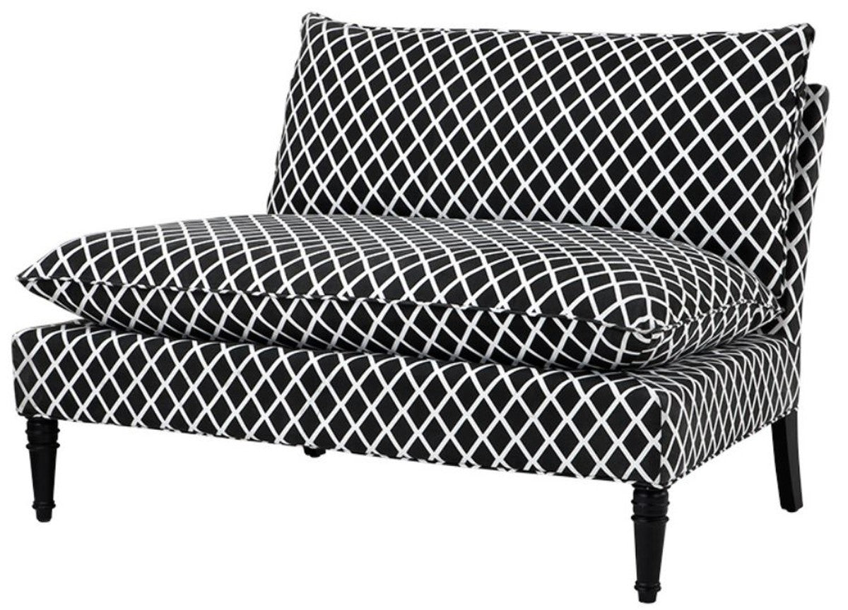 Wohnzimmer Sofa Schwarz / Weiß 129,5 x 91 x H. 89 cm - Designer Möbel