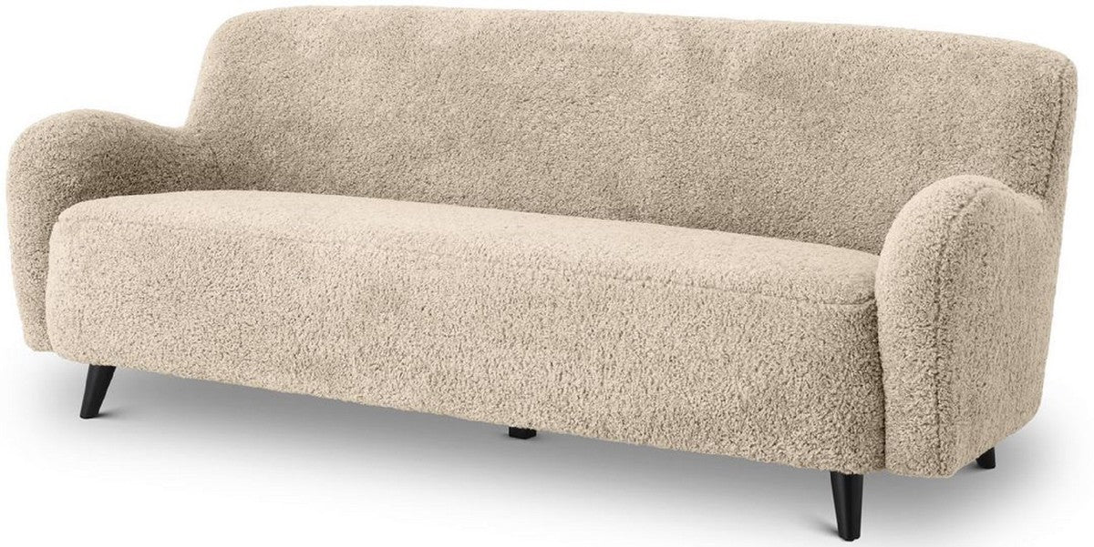 Luxus Wohnzimmer Sofa Sandfarben / Schwarz 200 x 70 x H. 75 cm - Wohnzimmer Möbel - Luxus Möbel