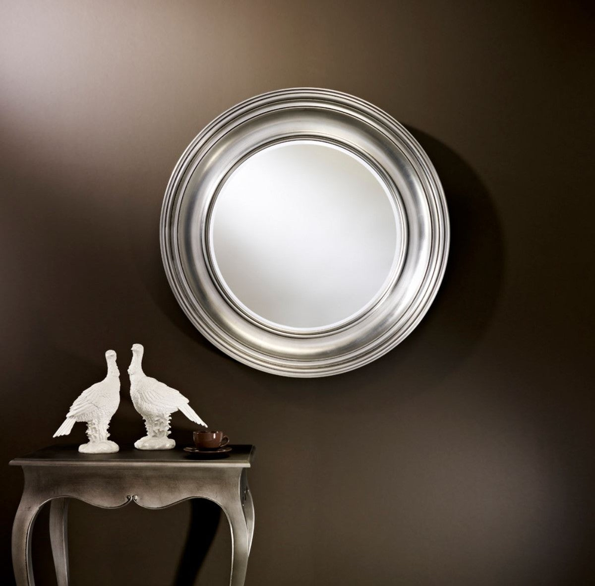 Luxus Wohnzimmer Spiegel Silber Ø 102 cm - Wohnzimmer Wandspiegel