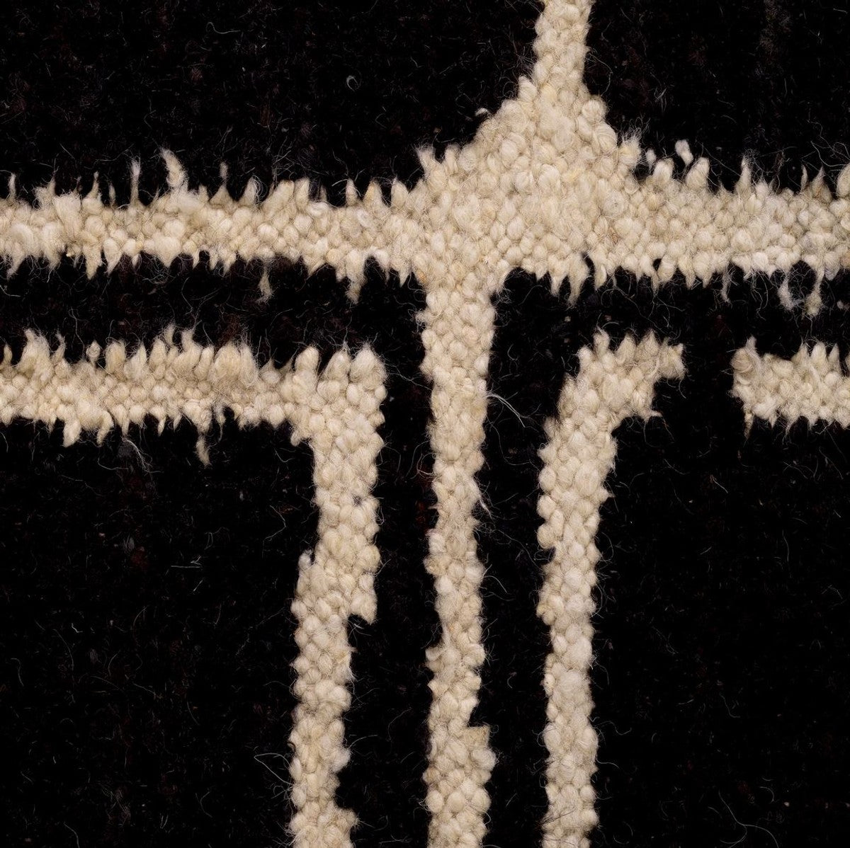 Luxus Woll Teppich Schwarz / Elfenbein 200 x 300 cm - Handgewebter Wohnzimmer Teppich - Wohnzimmer Deko Accessoires - Luxus Möbel - Luxus Interior