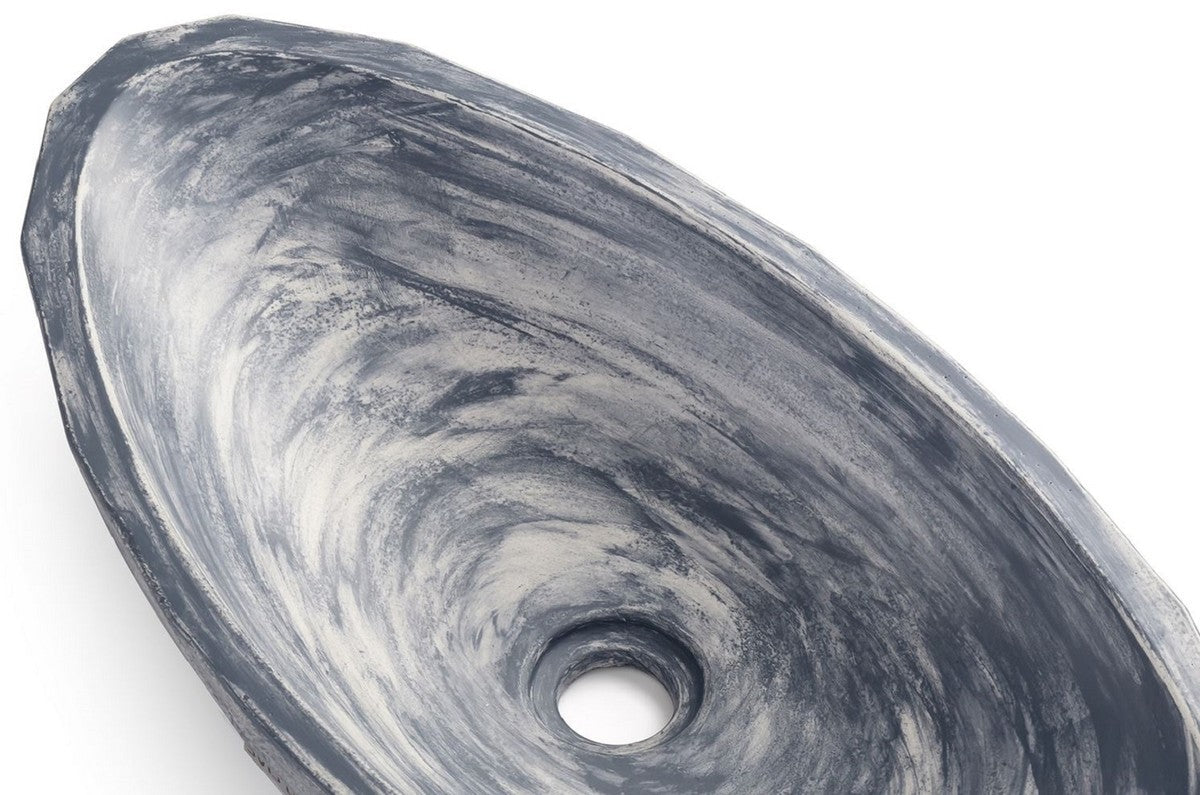Luxus Waschbecken Schale Grau / Weiß 60,9 x 29,7 x H. 11,9 cm - Handgefertigtes Beton Waschbecken - Badezimmer Accessoires - Luxus Badezimmer Zubehör