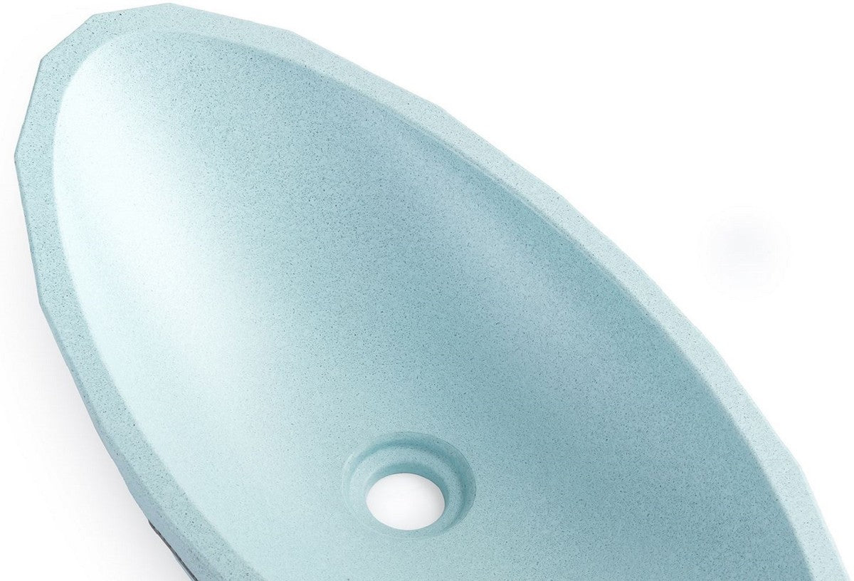 Luxus Waschbecken Schale Hellblau 60,9 x 29,7 x H. 11,9 cm - Handgefertigtes Beton Waschbecken - Badezimmer Accessoires - Luxus Badezimmer Zubehör