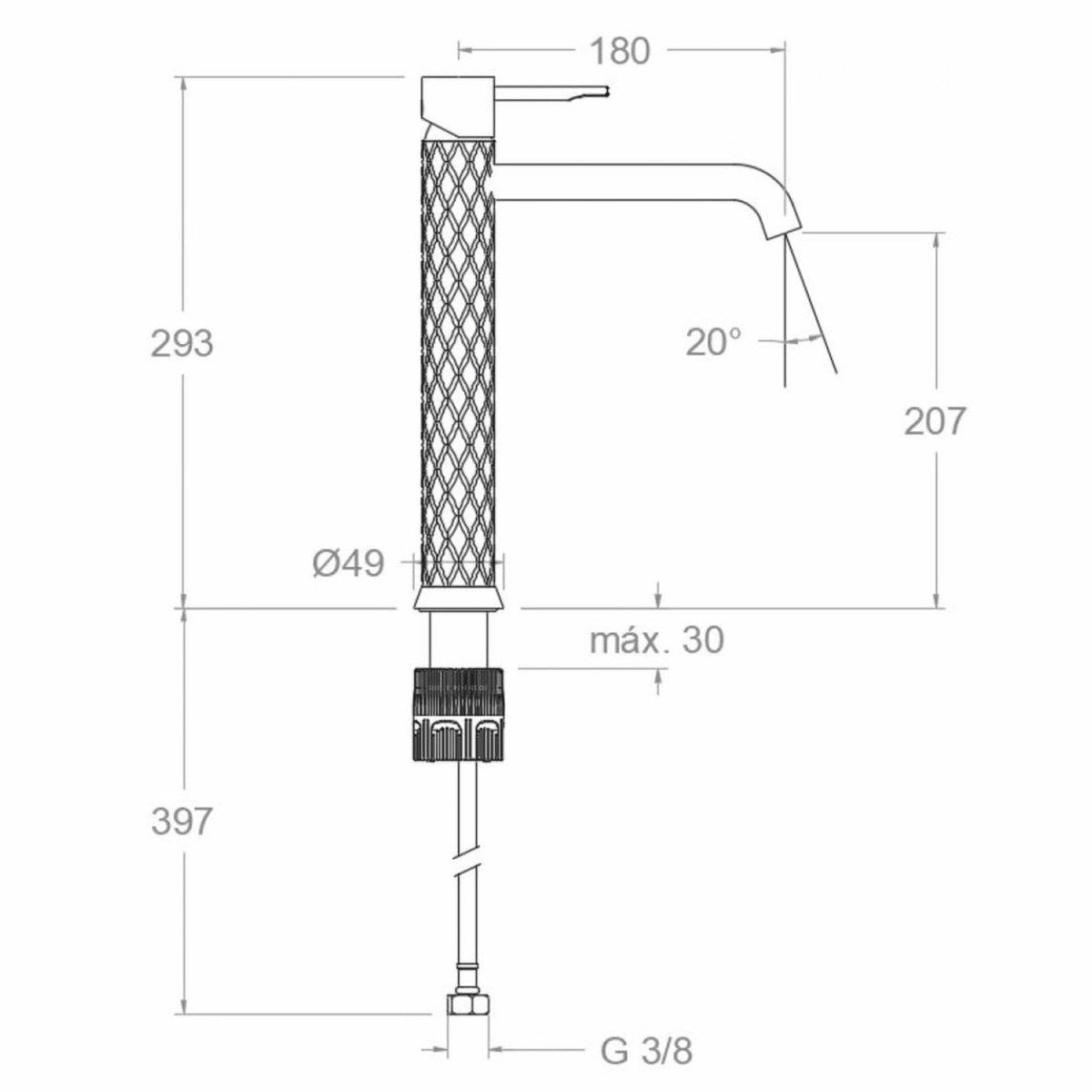 Luxus Waschtischarmatur H. 29,3 cm - Verschiedene Farben - Badezimmer Accessoires