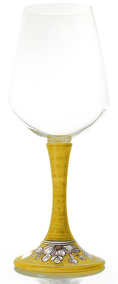 Luxus Weinglas 6er Set Gelb / Mehrfarbig H. 23,5 cm - Handgefertigte & handbemalte Weingläser - Hotel & Restaurant Accessoires - Luxus Qualität - Made in Italy