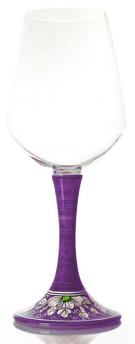 Luxus Weinglas 6er Set Lila / Mehrfarbig H. 23,5 cm - Handgefertigte & handbemalte Weingläser - Hotel & Restaurant Accessoires - Luxus Qualität - Made in Italy