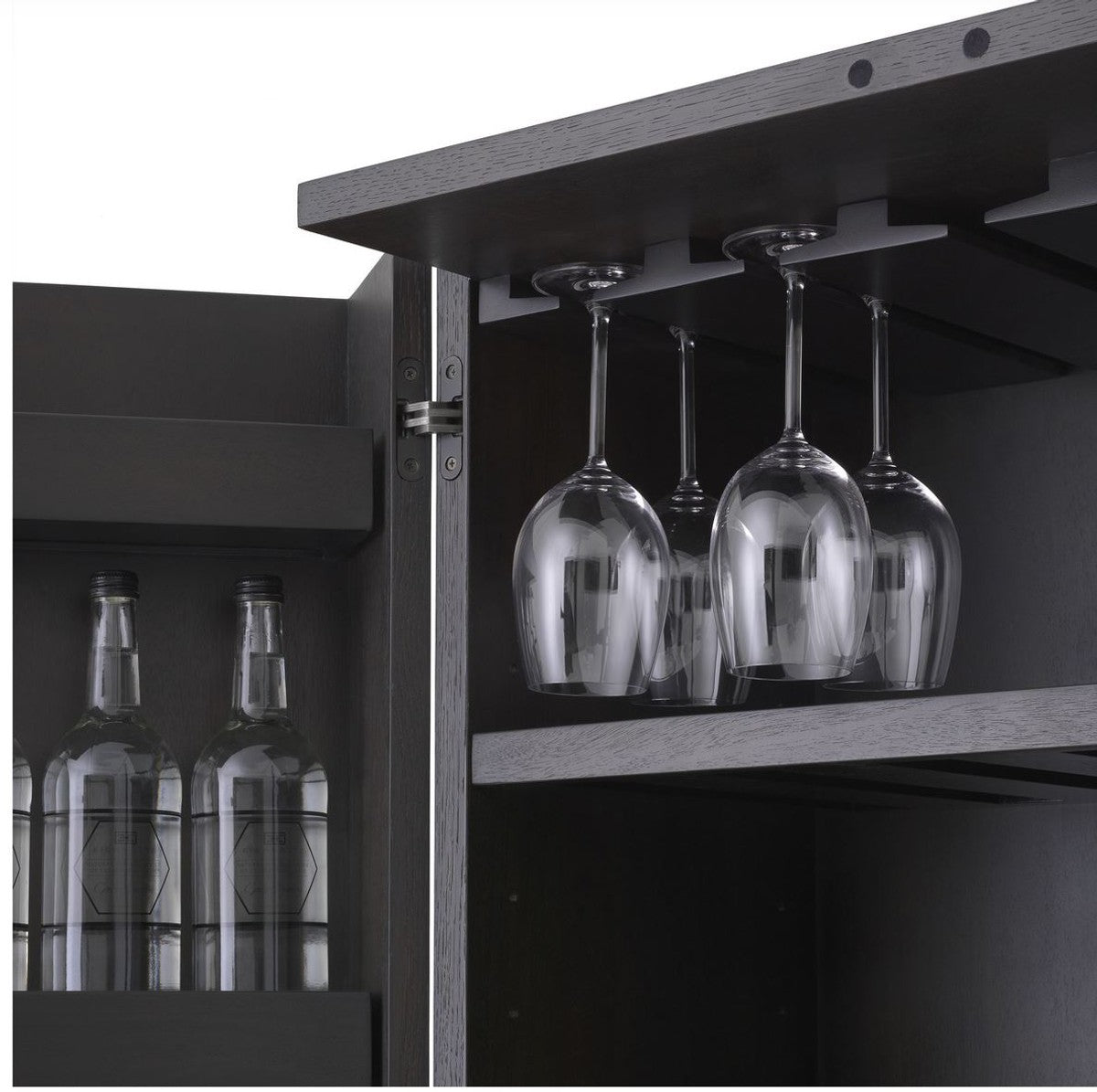 Luxus Weinschrank Anthrazitgrau / Bronze 82,5 x 51 x H. 168 cm - Mahagoni Barschrank mit 2 Türen - Barmöbel - Luxus Qualität