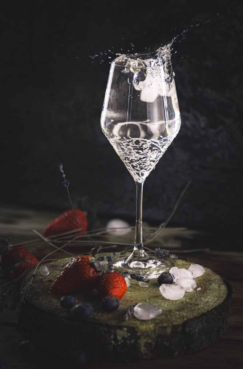 Luxus Weißweinglas 6er Set Weiß Ø 8,6 x H. 22,4 cm - Handgefertigte & handbemalte Weingläser - Hotel & Restaurant Accessoires - Luxus Qualität