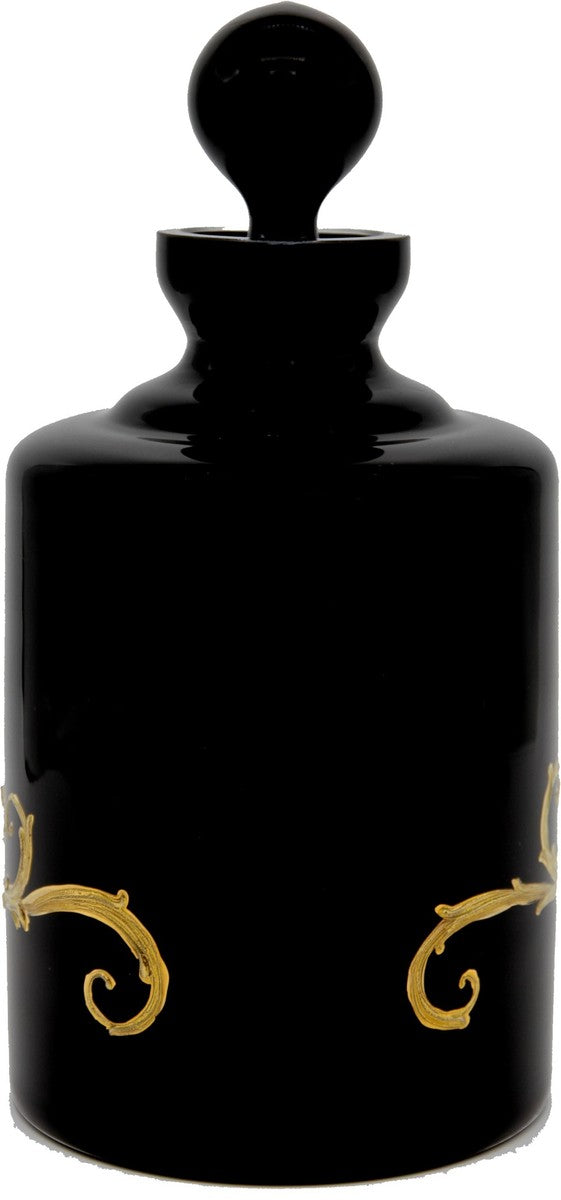 Pompöös by Luxus Whisky Karaffe mit 24 Karat Vergoldung Schwarz / Gold Ø 12,5 x H. 25 cm - Pompööse Glas Karaffe designed by Harald Glööckler