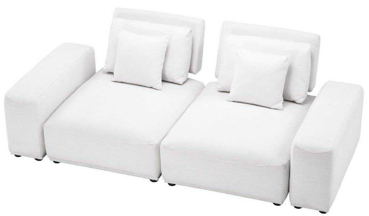 Luxus Wohnlandschaft Weiß / Schwarz 340 x 159 x H. 83 cm - Wohnzimmer Sofa mit 6 Kissen - Luxus Qualität