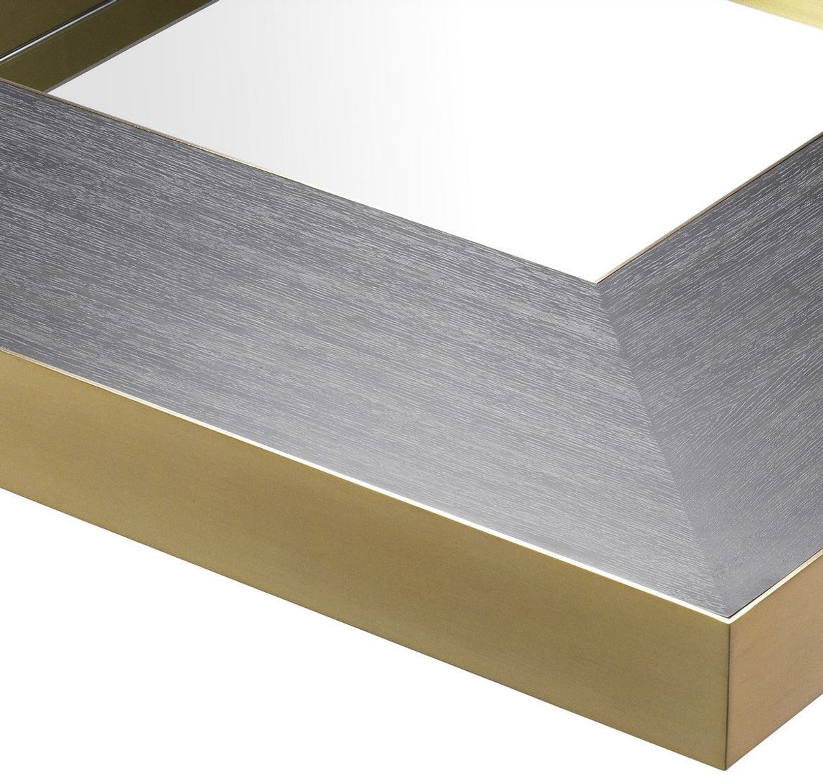 Luxus Wohnzimmer Couchtisch Anthrazitgrau / Messingfarben 120 x 120 x H. 29,5 cm - Moderner quadratischer Wohnzimmertisch mit Spiegelglas - Luxus Wohnzimmer Möbel