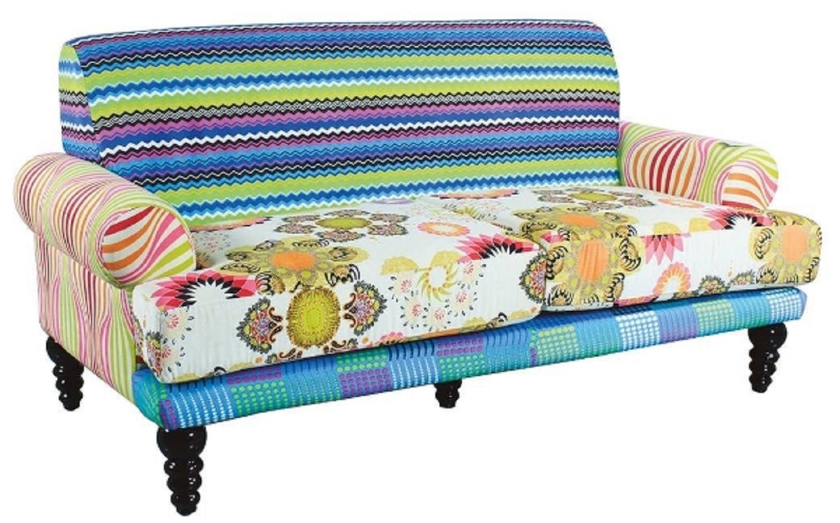 Designer Wohnzimmer Sofa Mehrfarbig / Schwarz 185 x 87 x H. 90 cm - Luxus Möbel