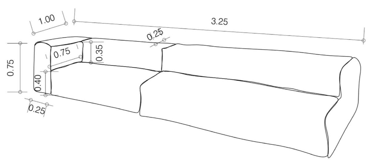 Luxus Wohnzimmer Sofa mit Streifen Weiß / Blau 325 cm