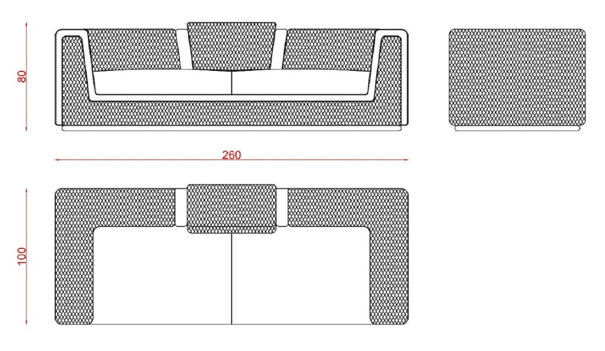 Luxus Wohnzimmer & Hotel Sofa Creme / Gold 260 cm
