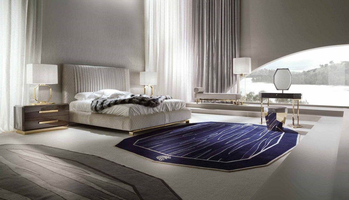 Luxus Wollteppich Lila / Schwarz / Weiß - Verschiedene Größen - Handgetufteter Woll Teppich - Wohnzimmer Teppich - Schlafzimmer Teppich - Luxus Kollektion