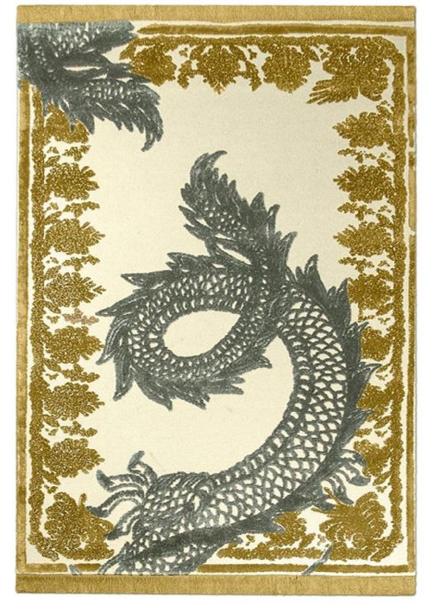 Luxus Wollteppich Mehrfarbig 200 x 300 cm - Rechteckiger Design Teppich - Handgetufteter Wohnzimmer Woll Teppich - Luxus Qualität