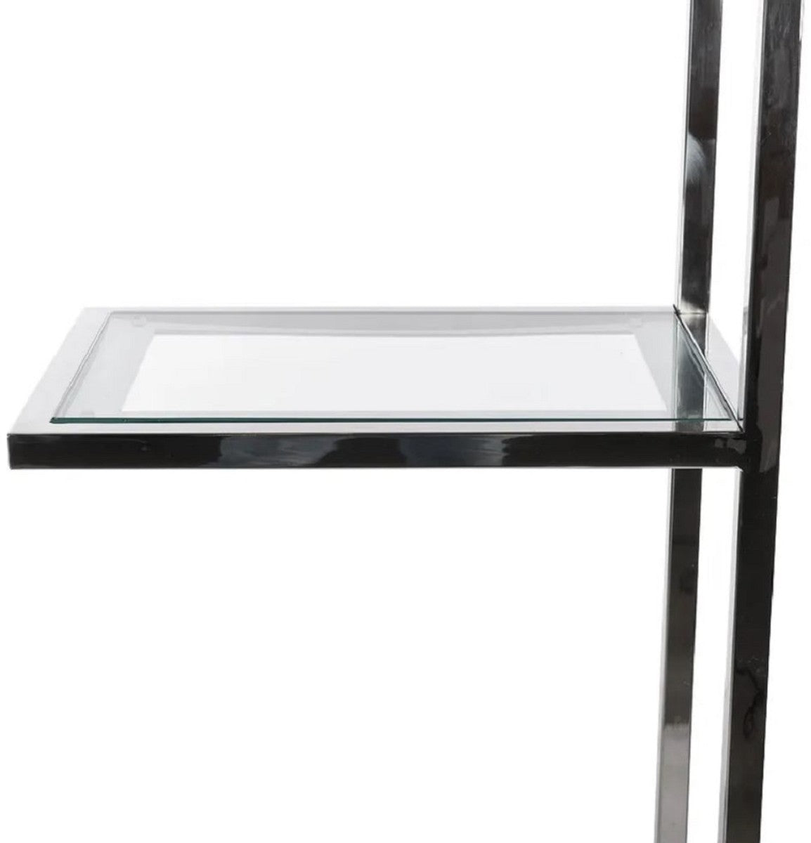 Regalschrank mit Glasregalen Silber 110 x 36 x H. 220 cm - Bücherschrank - Wohnzimmer Schrank - Büro Schrank - Wohnzimmer Möbel - Büro Möbel - Luxus Möbel
