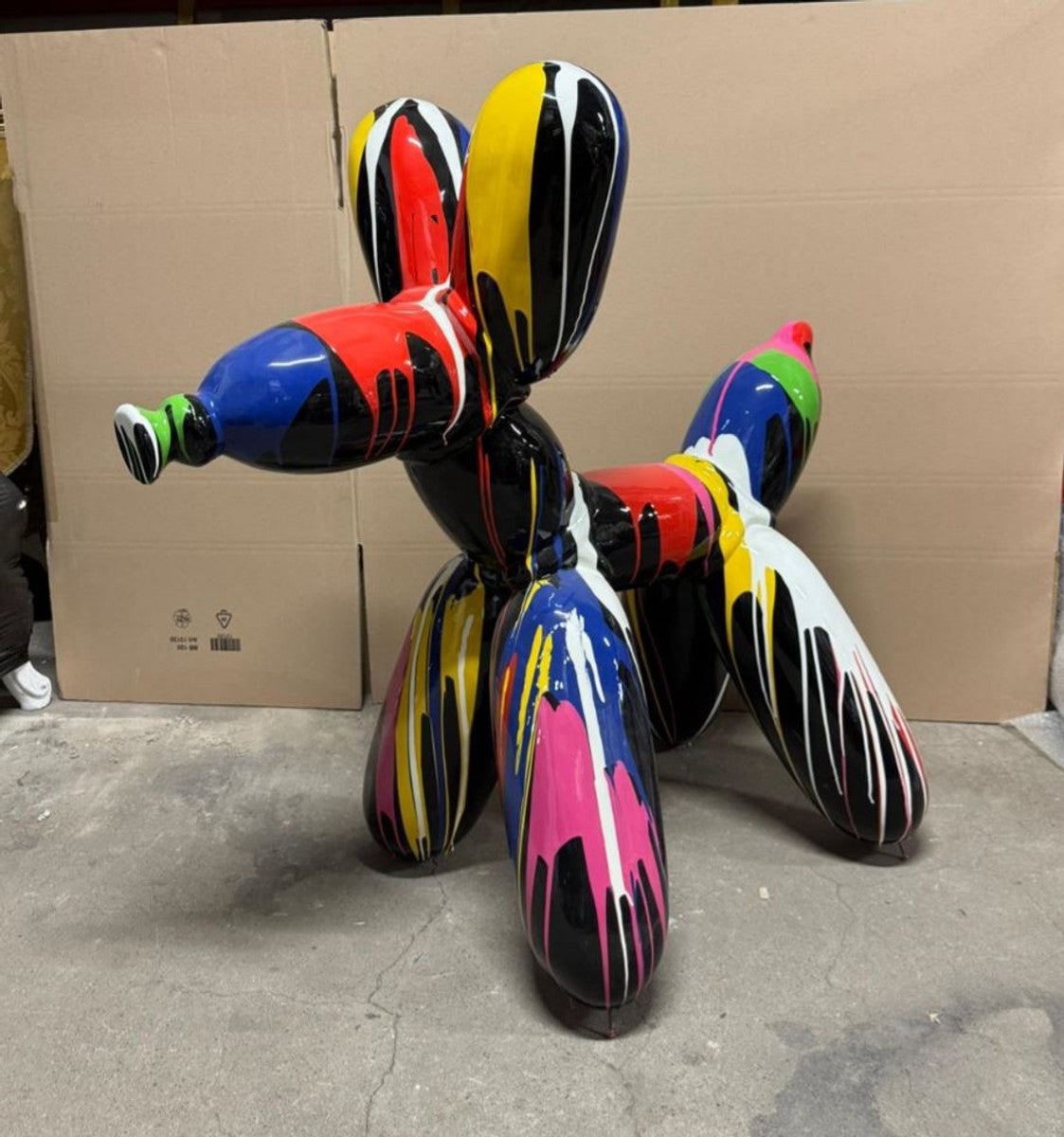 Deko Skulptur Ballon Hund Schwarz / Bunt 100 x H. 100 cm - Garten Figur