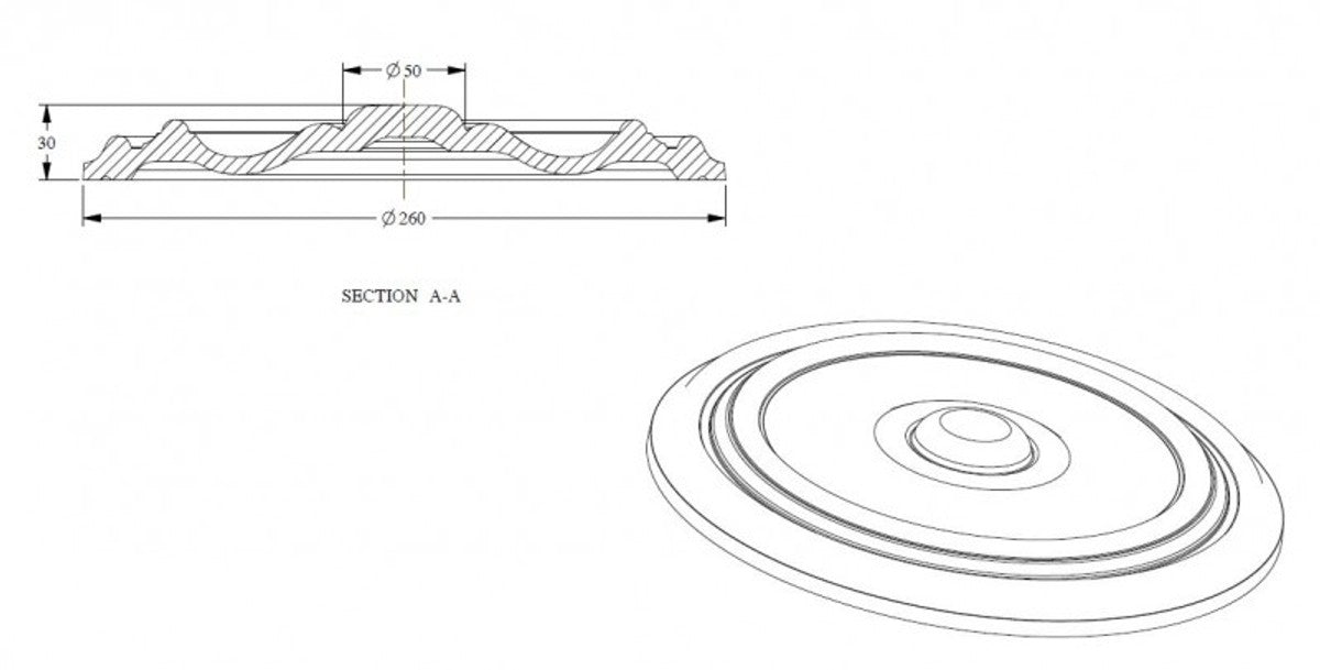 Stuck Rosette 26 x 26 cm Deckenstuck Deckenrosette Stuckrosette Wandrosette
