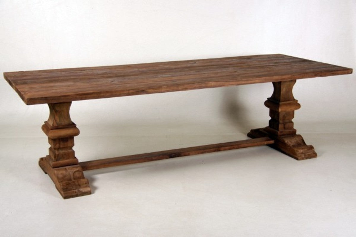 Vintage Teak Esstisch Holzfarben Rustikal Massiv - Landhaus Stil Tisch Teakholz