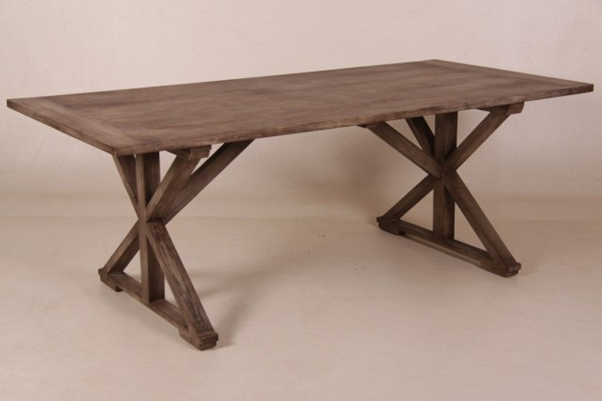 Vintage Teak Esstisch Rustic Grey 210 x 100 cm - Landhaus Stil Tisch Teakholz