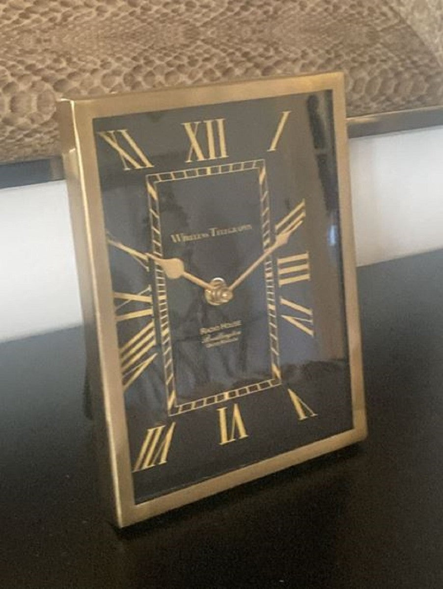 Tischuhr Gold / Schwarz H. 22 cm - Schreibtischuhr im klassischen Design - Deko Accessoires