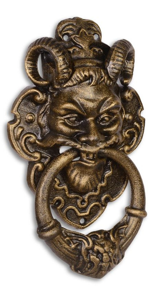 Türklopfer Barock Devil Face Gusseisen Bronzefarben 32.7 cm - Antik Jugendstil Gründerzeit