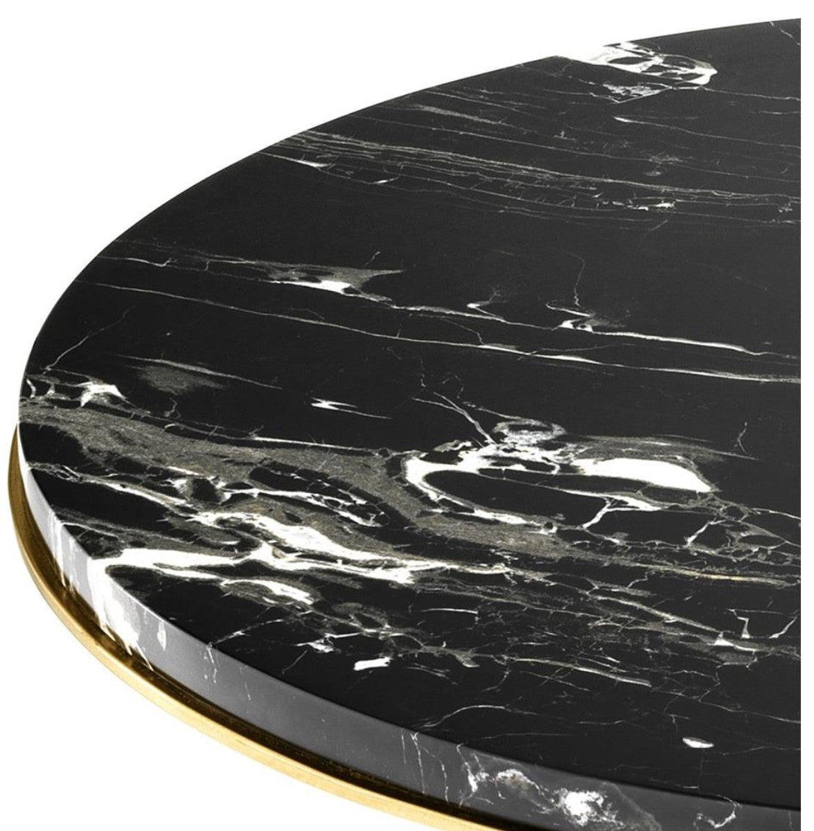 Luxus Wohnzimmer Beistelltisch in gold mit schwarzer Marmorplatte 50 x H. 57 cm - Limited Edition