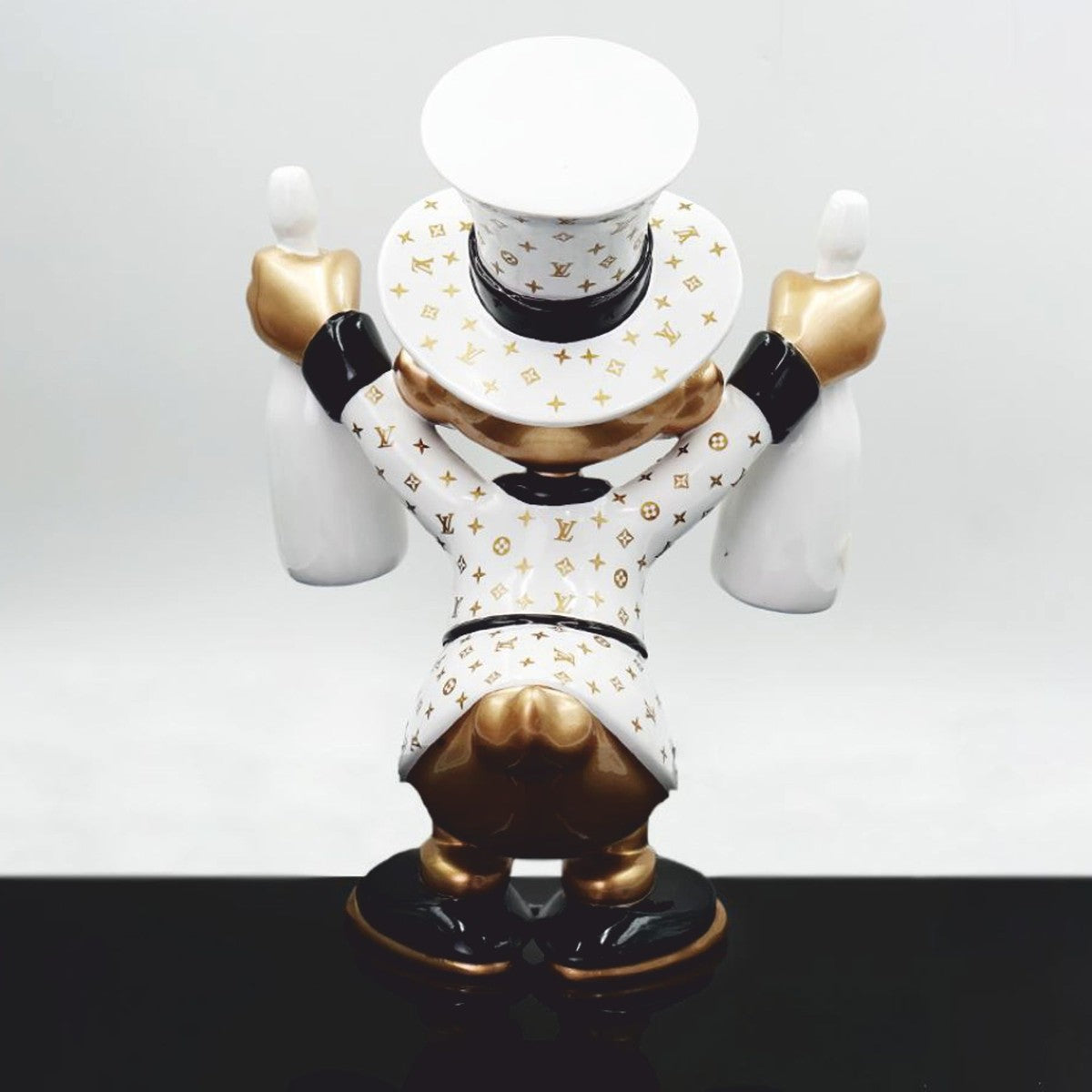 XXL Deko Skulptur Ente Weiß / Gold / Schwarz H. 170 cm - Große Deko Figur