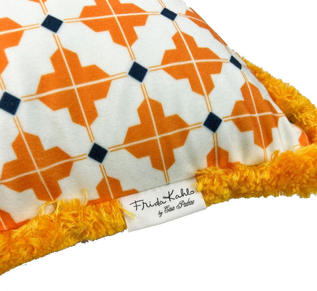 Frida Kahlo by Luxus Deko Kissen mit Strass Steinen Orange / Bunt