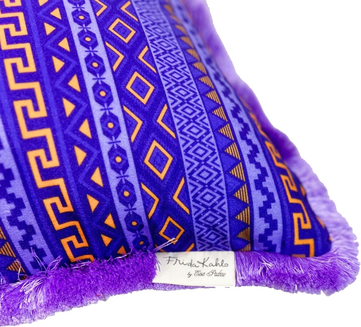 Frida Kahlo by Luxus Deko Kissen mit Strass Steinen Schwarz / Bunt / Lila