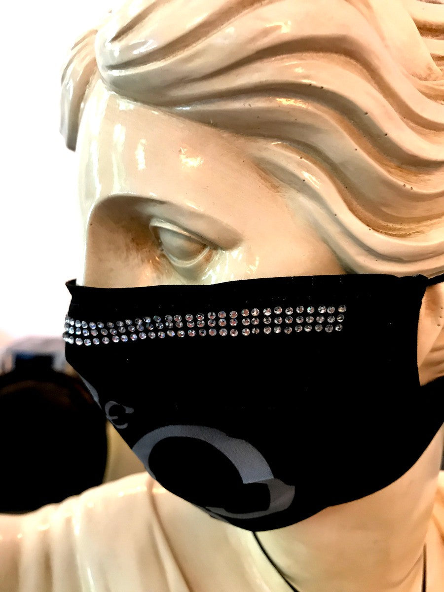Bling Bling Maske Schwarz / Silber - CP Maske mit Glitzersteinen