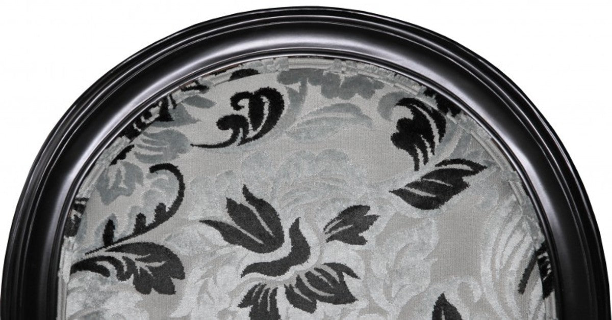 Barock Esszimmer Stuhl Mod2 Blumenmuster / Antik Schwarz - Möbel