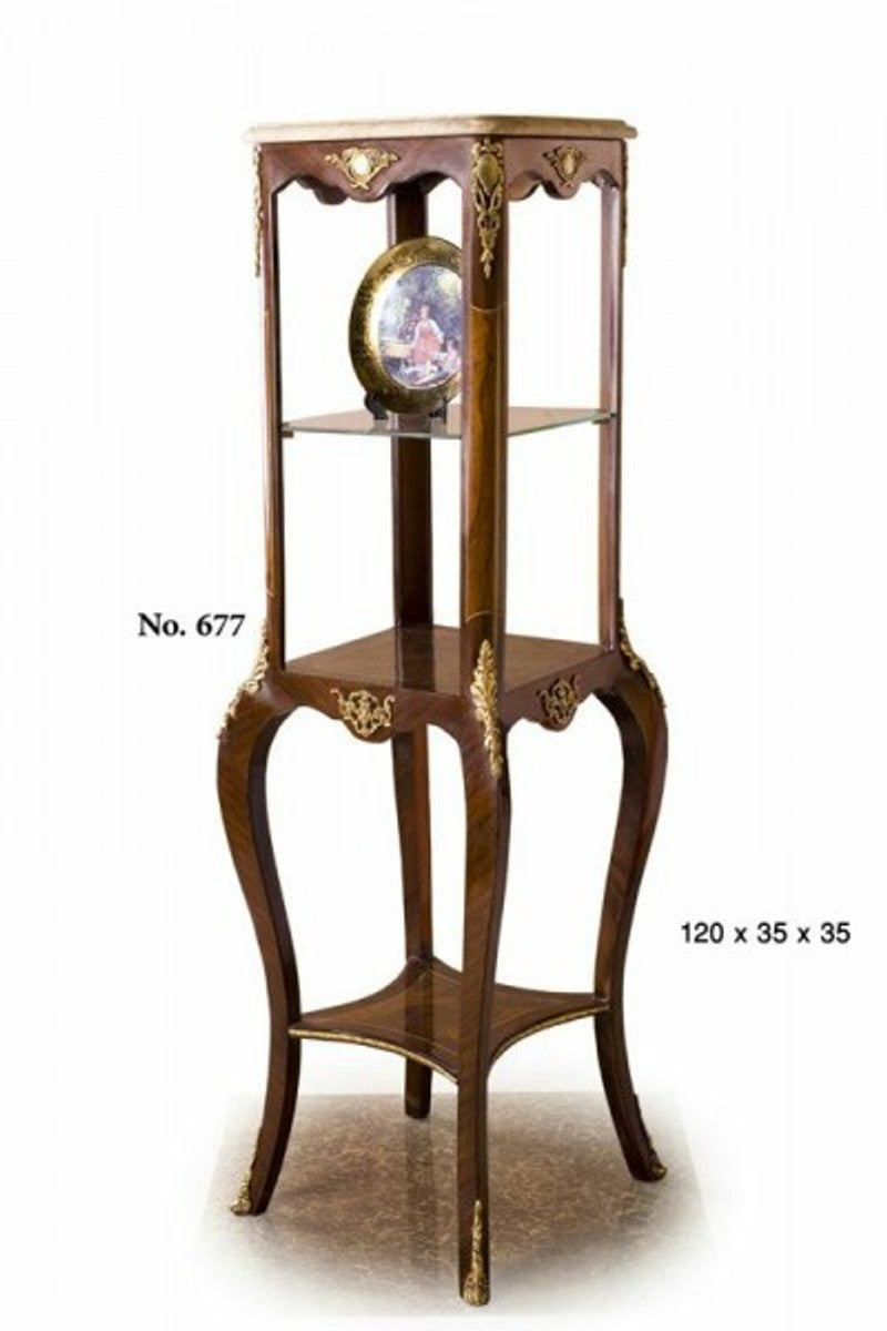 Barock Beistelltisch mit Marmorplatte 35 x 35 x H. 120 cm - Luxus Beistelltisch