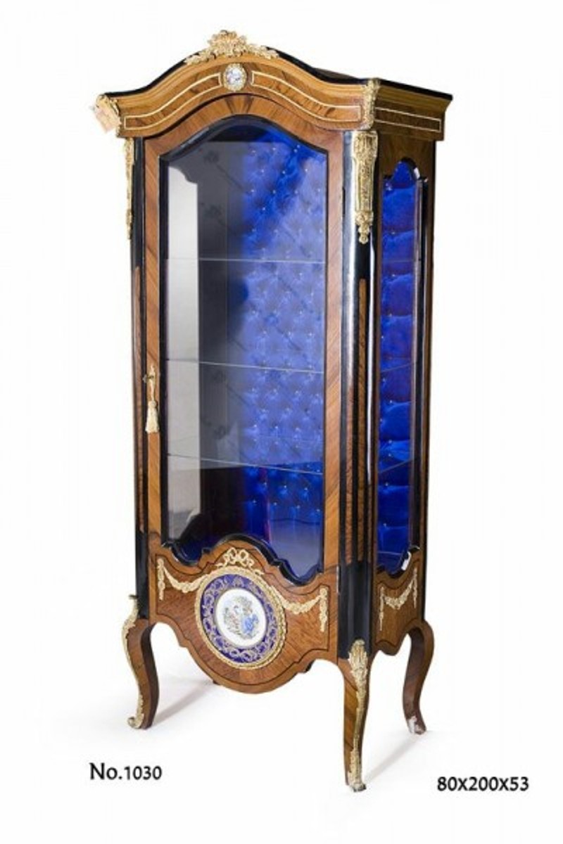 Barock Vitrine 80 x 53 x H. 200 cm - Barock Wohnzimmerschrank