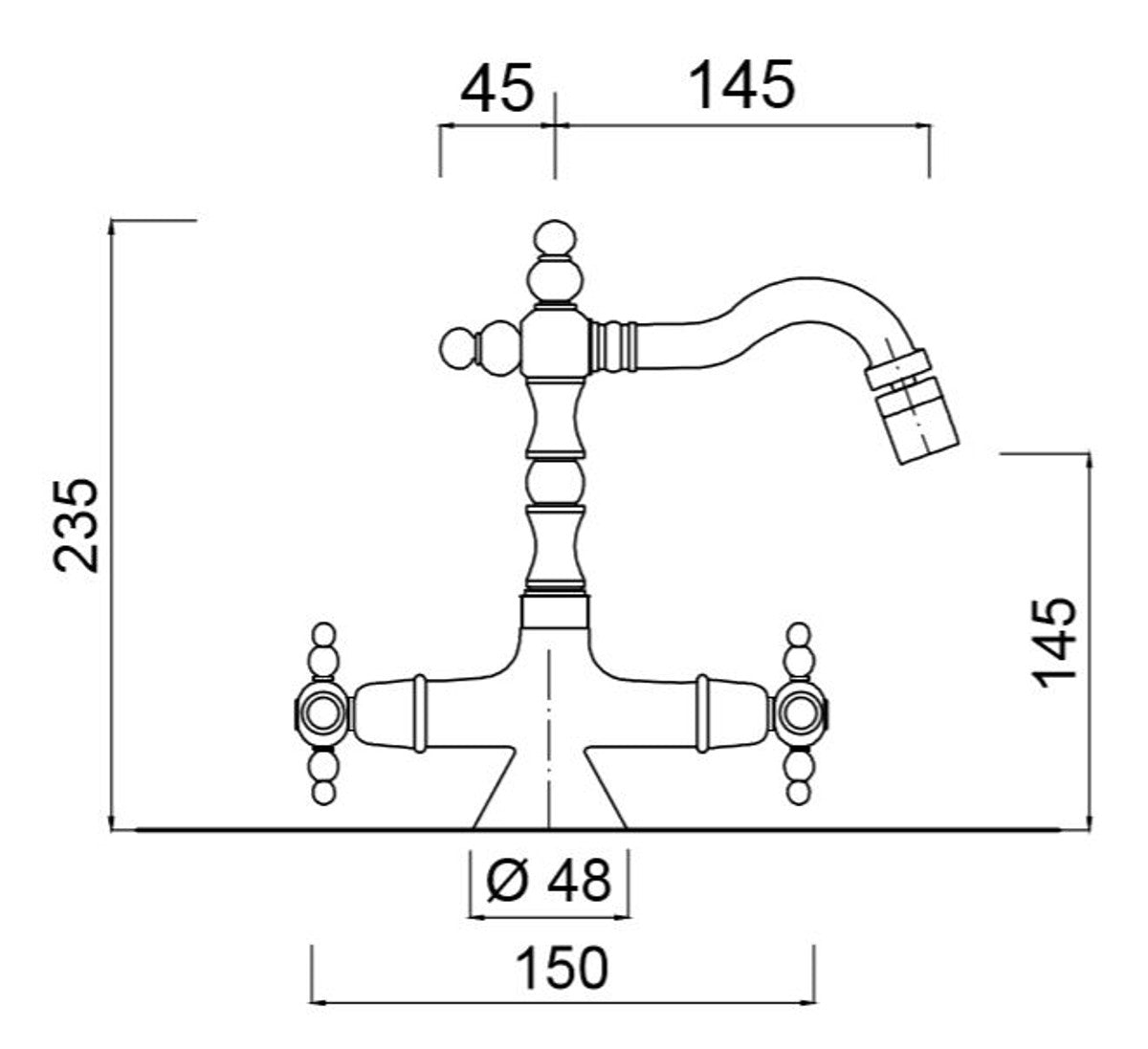 Jugendstil Retro Waschtisch / Waschbecken Armatur Silber H. 23,5 cm - Nostalgisches Bad Zubehör