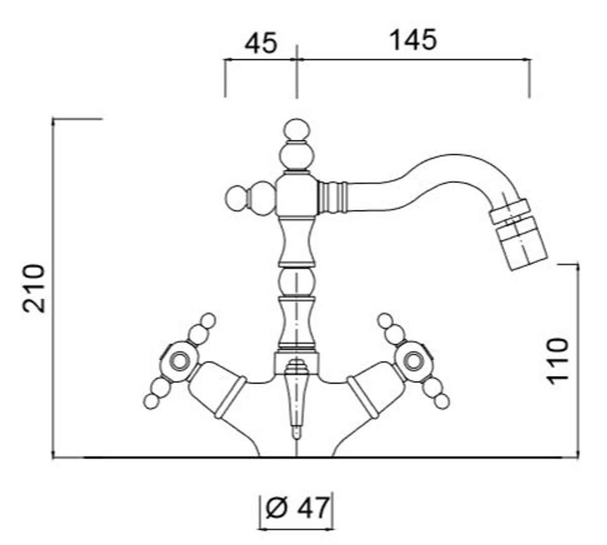 Jugendstil Retro Waschtisch / Waschbecken Armatur Silber H. 21 cm - Nostalgisches Bad Zubehör