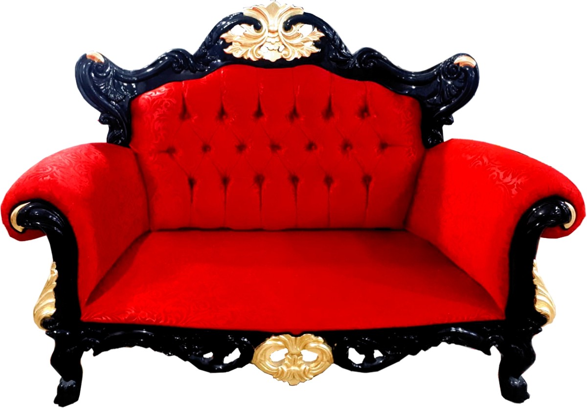 Pompöös by Luxus Barock 2er Sofa Rot Muster / Schwarz / Gold - Pompööses Barock Sofa designed by Harald Glööckler