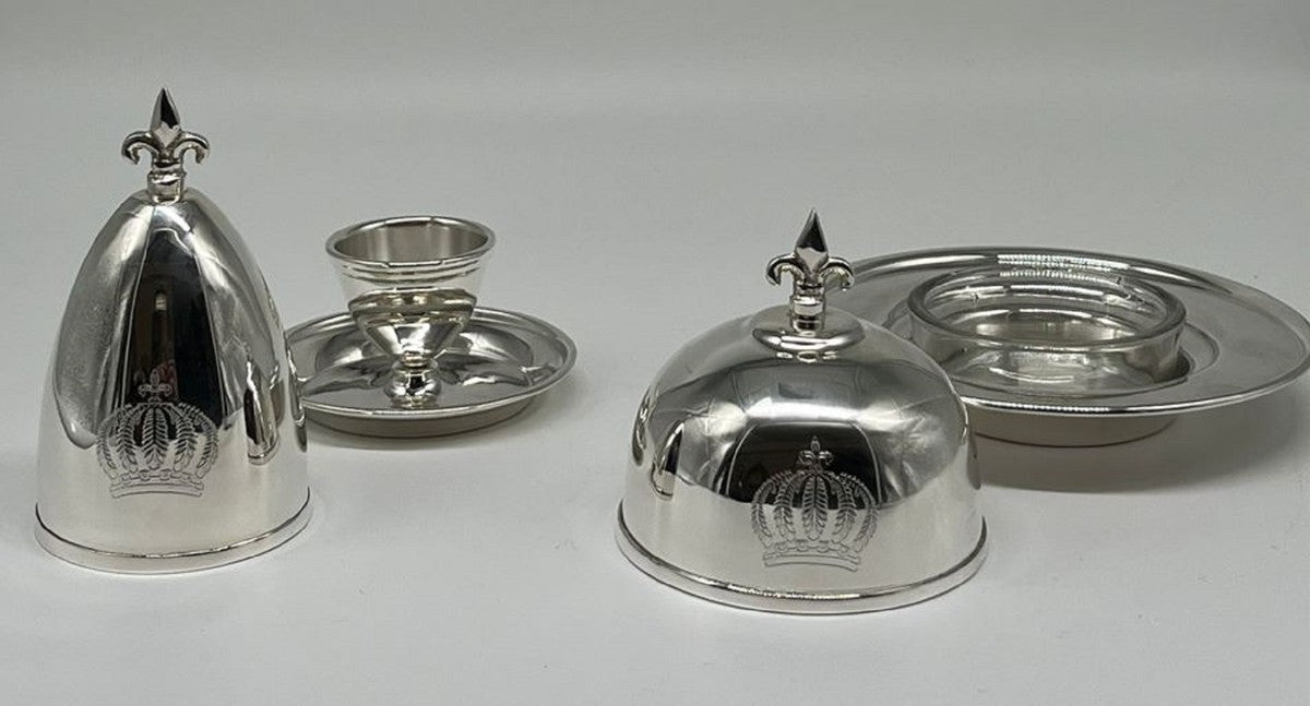 Pompöös by Luxus Barock Eierbecher mit Deckel Silber - designed by Harald Glööckler