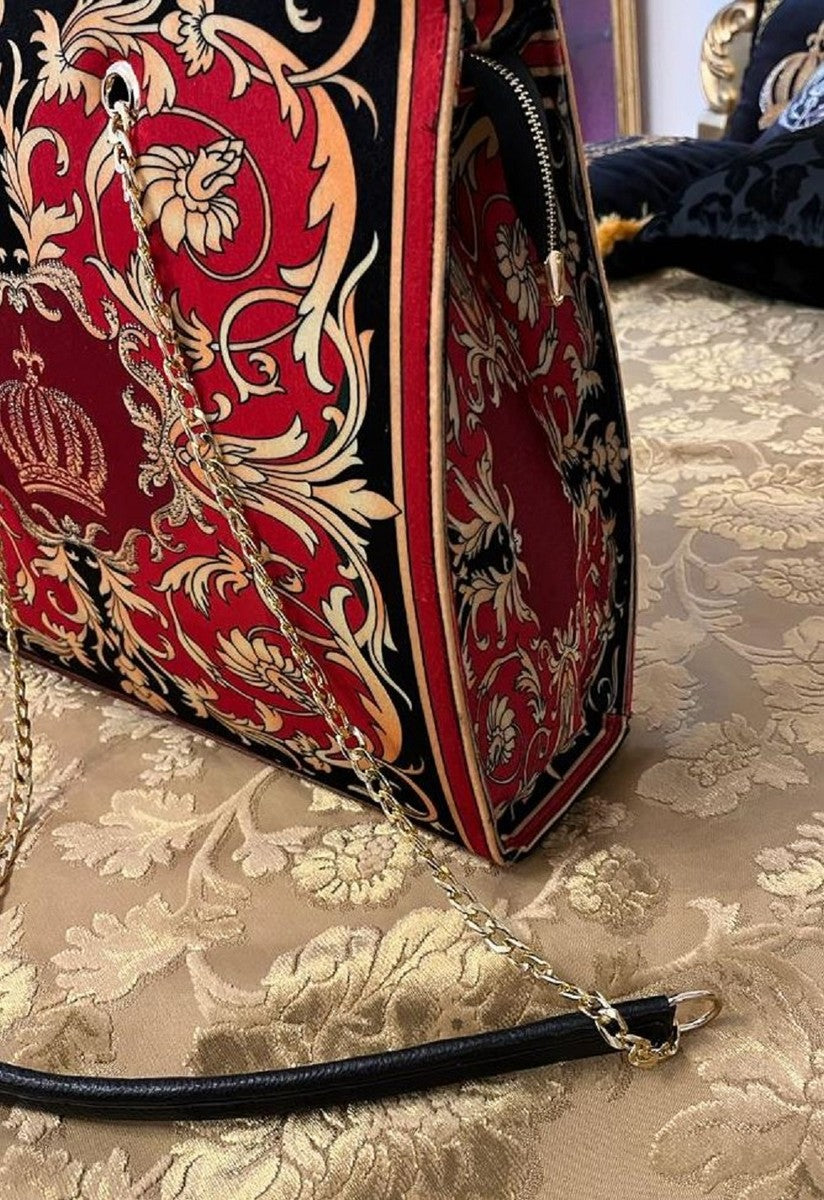 Pompöös by Luxus Damen Handtasche Krone und Glitzersteine Rot / Schwarz / Gold 43 x H. 43 cm - designed by Harald Glööckler