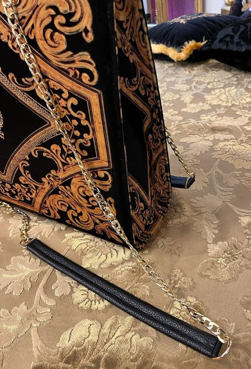 Pompöös by Luxus Damen Handtasche Krone und Glitzersteine Schwarz / Gold 43 x H. 43 cm - designed by Harald Glööckler