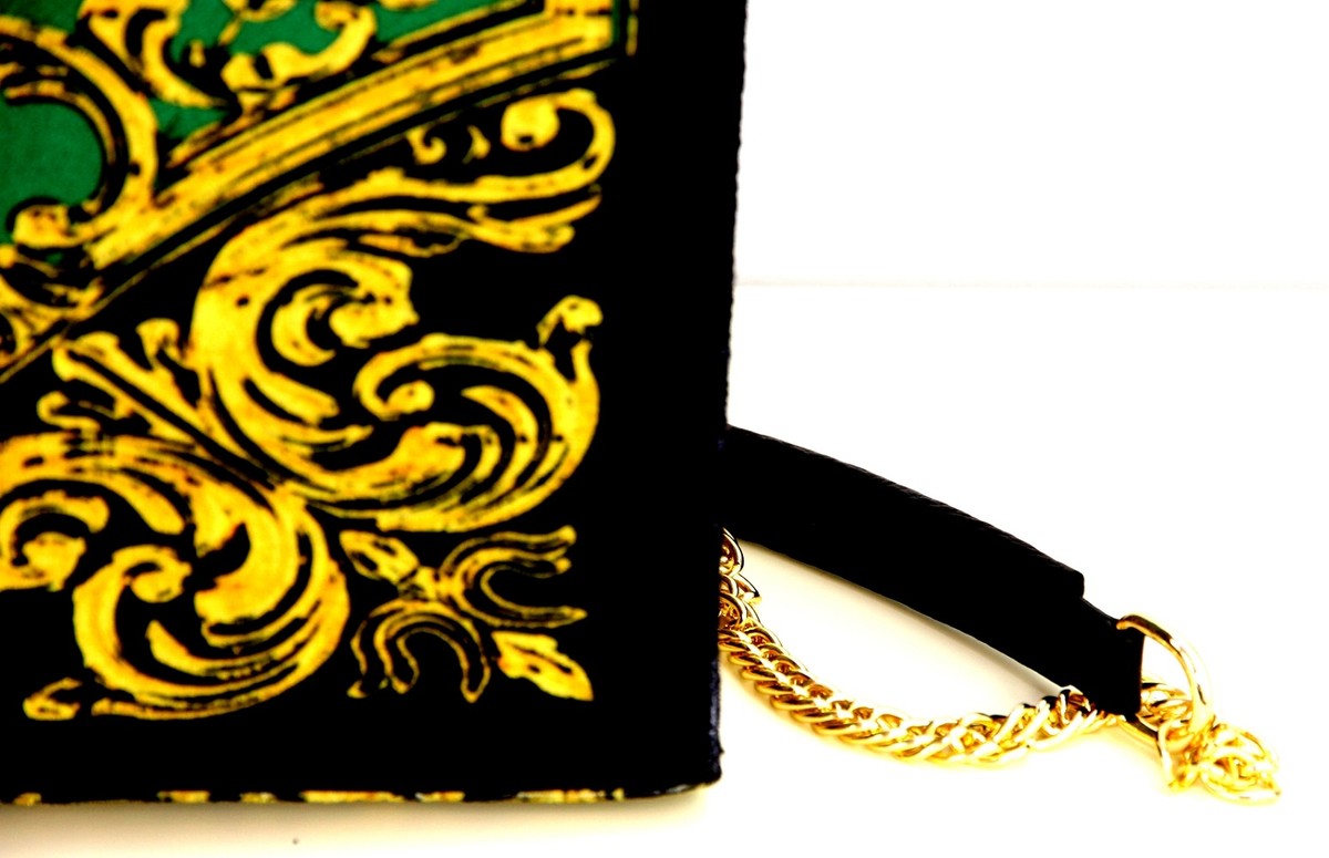 Pompöös by Luxus Damen Handtasche Krone und Glitzersteine Grün / Schwarz / Gold 43 x H. 43 cm - designed by Harald Glööckler