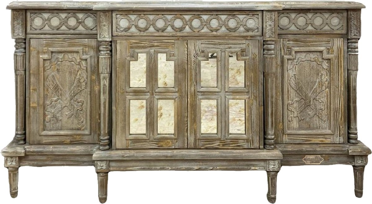 Pompöös by Luxus Landhausstil Sideboard Provence Antik Grau 250 cm - Designed by Harald Glööckler